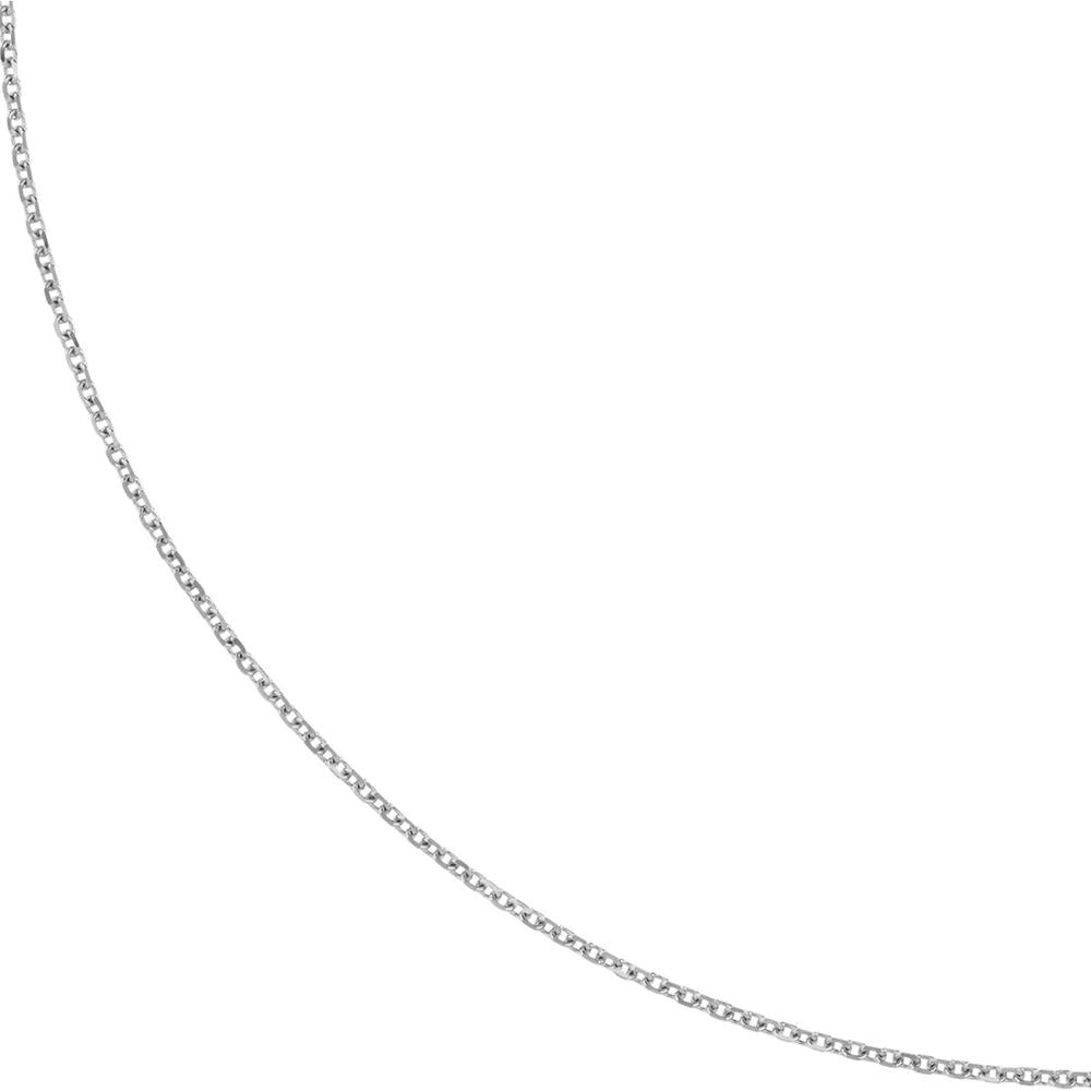 Olas d'Oro - 10K White Gold 24" Diamond-Cut Cable Chain Necklace with Lobster Clasp