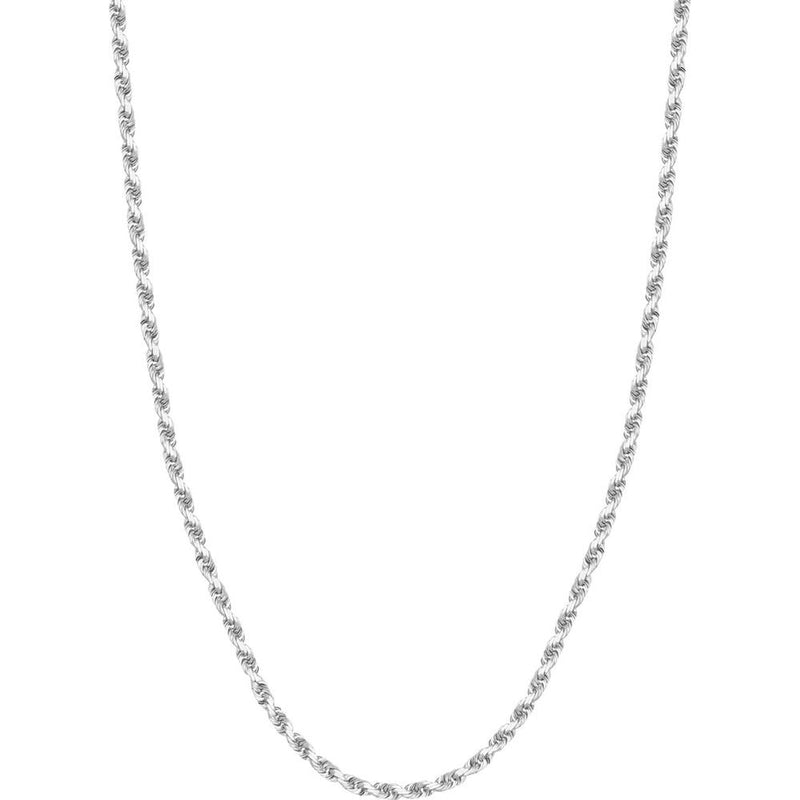 Olas d'Oro - 10K White Gold 24" Diamond-Cut Rope Chain Necklace with Lobster Clasp - 21.9 Grams Average Weight