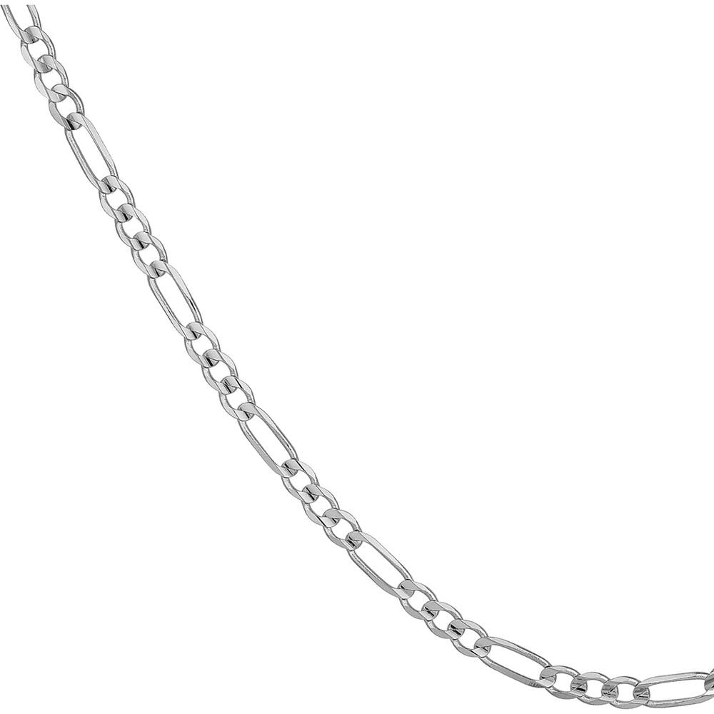 Olas d'Oro - 10K White Gold 24'' Light Concave Figaro Chain Necklace - 12.05g Average Weight