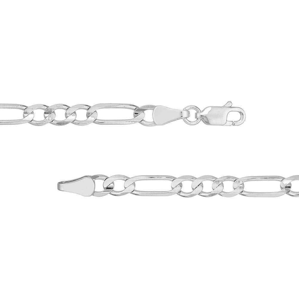 Olas d'Oro - 10K White Gold 24'' Light Concave Figaro Chain Necklace - 12.05g Average Weight