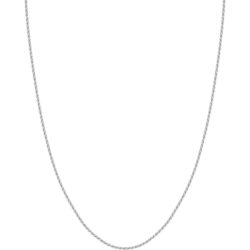 Olas d'Oro - 10K White Gold 2mm Light Rope Chain Necklace with Lobster Lock - 18" Length