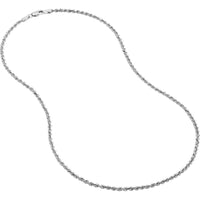 Olas d'Oro - 10K White Gold 2mm Light Rope Chain Necklace with Lobster Lock - 18" Length