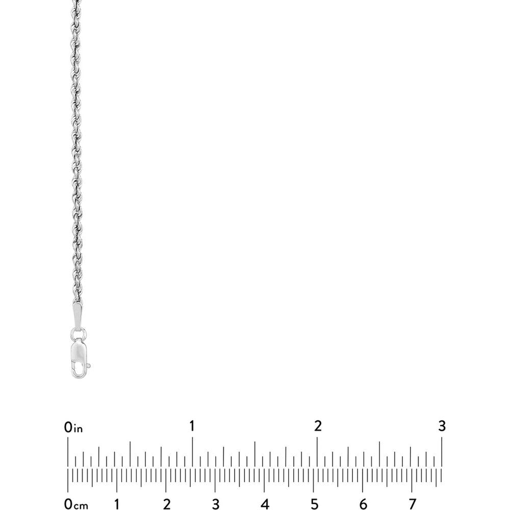 Olas d'Oro - 10K White Gold 2mm Light Rope Chain Necklace with Lobster Lock - 18" Length