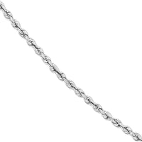 Olas d'Oro - 10K White Gold 2mm Light Rope Chain Necklace with Lobster Lock - 20 Inches