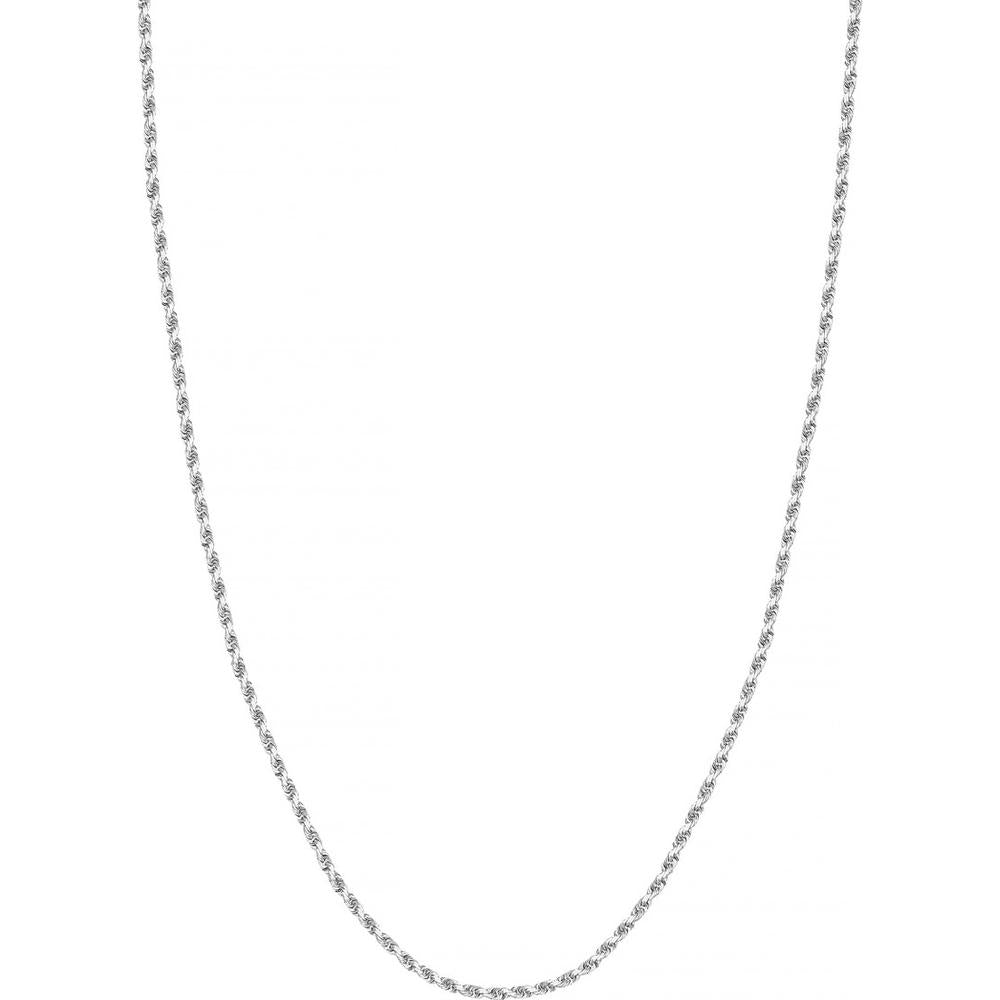 Olas d'Oro - 10K White Gold 30" Diamond-Cut Rope Chain with Lobster Lock - 8.6 Grams Total Weight