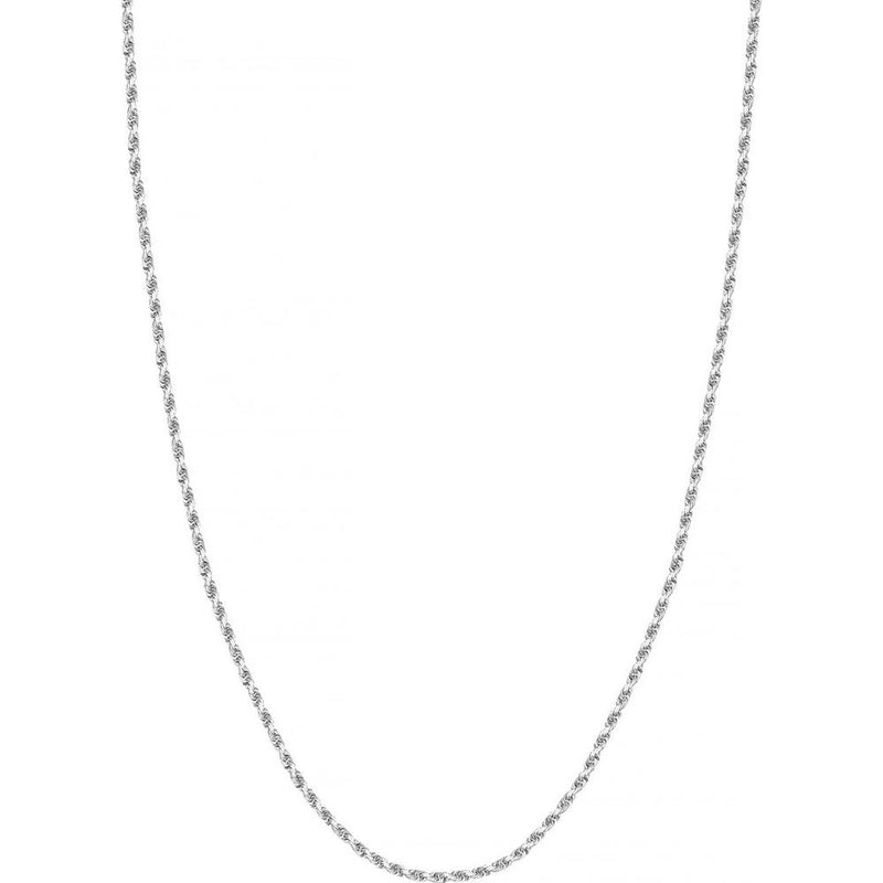 Olas d'Oro - 10K White Gold 30" Diamond-Cut Rope Chain with Lobster Lock - 8.6 Grams Total Weight