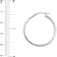 Olas d'Oro - 10K White Gold 3mm x 30mm Diamond-Cut Hoop Earrings