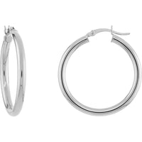 Olas d'Oro - 10K White Gold 3mm x 30mm Polished Large Hoop Earrings
