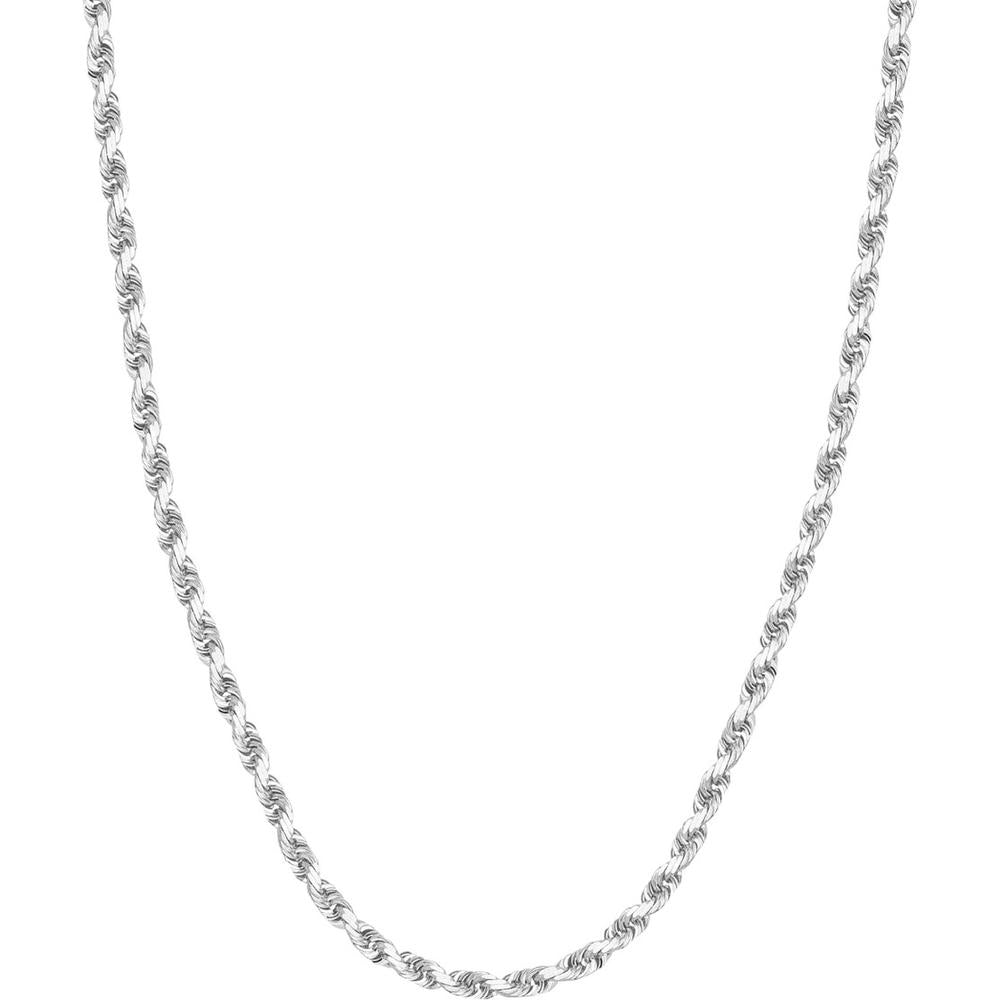 Olas d'Oro - 10K White Gold 4.4mm Diamond-Cut Rope Chain with Lobster Lock - 30" Necklace