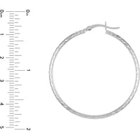 Olas d'Oro - 10K White Gold 40mm Diamond-Cut Hoop Earrings - 2.30 Grams Total Weight