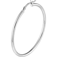 Olas d'Oro - 10K White Gold 40mm Polished Hoop Earrings - 1.75 Grams