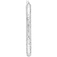 Olas d'Oro - 10K White Gold 4mm x 42mm Diamond-Cut Oval Hoop Earrings - 3.30g Total Weight