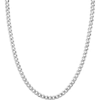 Olas d'Oro - 10K White Gold 5.7mm Concave Cuban Curb Chain Necklace with Lobster Clasp - 24" Length