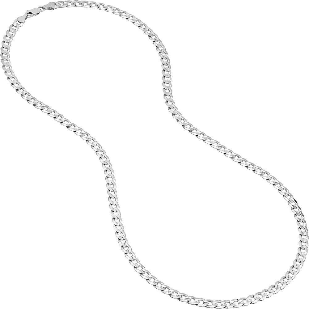 Olas d'Oro - 10K White Gold 5.7mm Concave Cuban Curb Chain with Lobster Clasp - 20'' Necklace