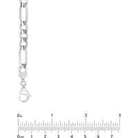 Olas d'Oro - 10K White Gold 7.2mm Light Concave Figaro Chain with Pear Shape Lobster Clasp - 22 Inches in Length