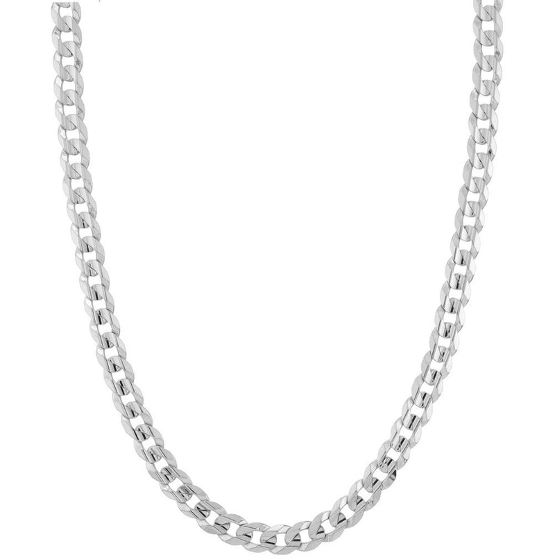 Olas d'Oro - 10K White Gold 8.7mm Cuban Curb Chain with Lobster Lock - 30" Necklace
