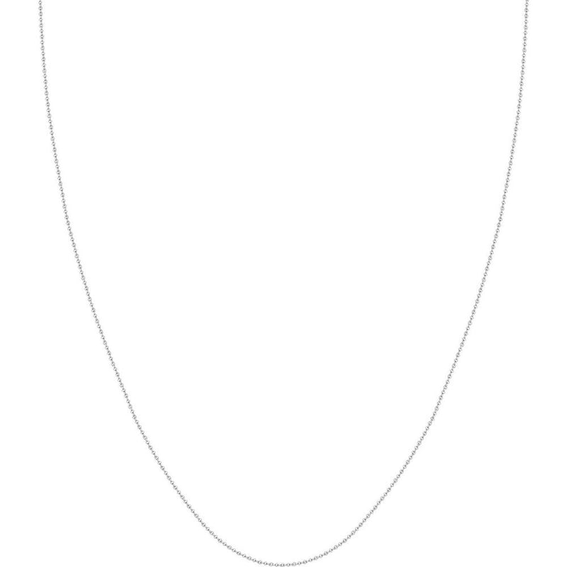Olas d'Oro - 10K White Gold Adjustable Cable Chain Necklace with Slider Bead - 22" Length