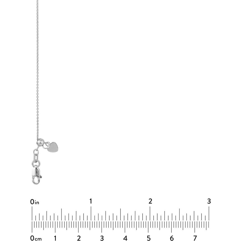 Olas d'Oro - 10K White Gold Adjustable Cable Chain Necklace with Slider Bead - 22" Length