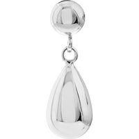 Olas d'Oro - 10K White Gold Bead Stud Earrings with Teardrop Dangle Design Timeless Drop Earrings