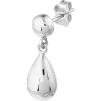 Olas d'Oro - 10K White Gold Bead Stud Earrings with Teardrop Dangle Design Timeless Drop Earrings