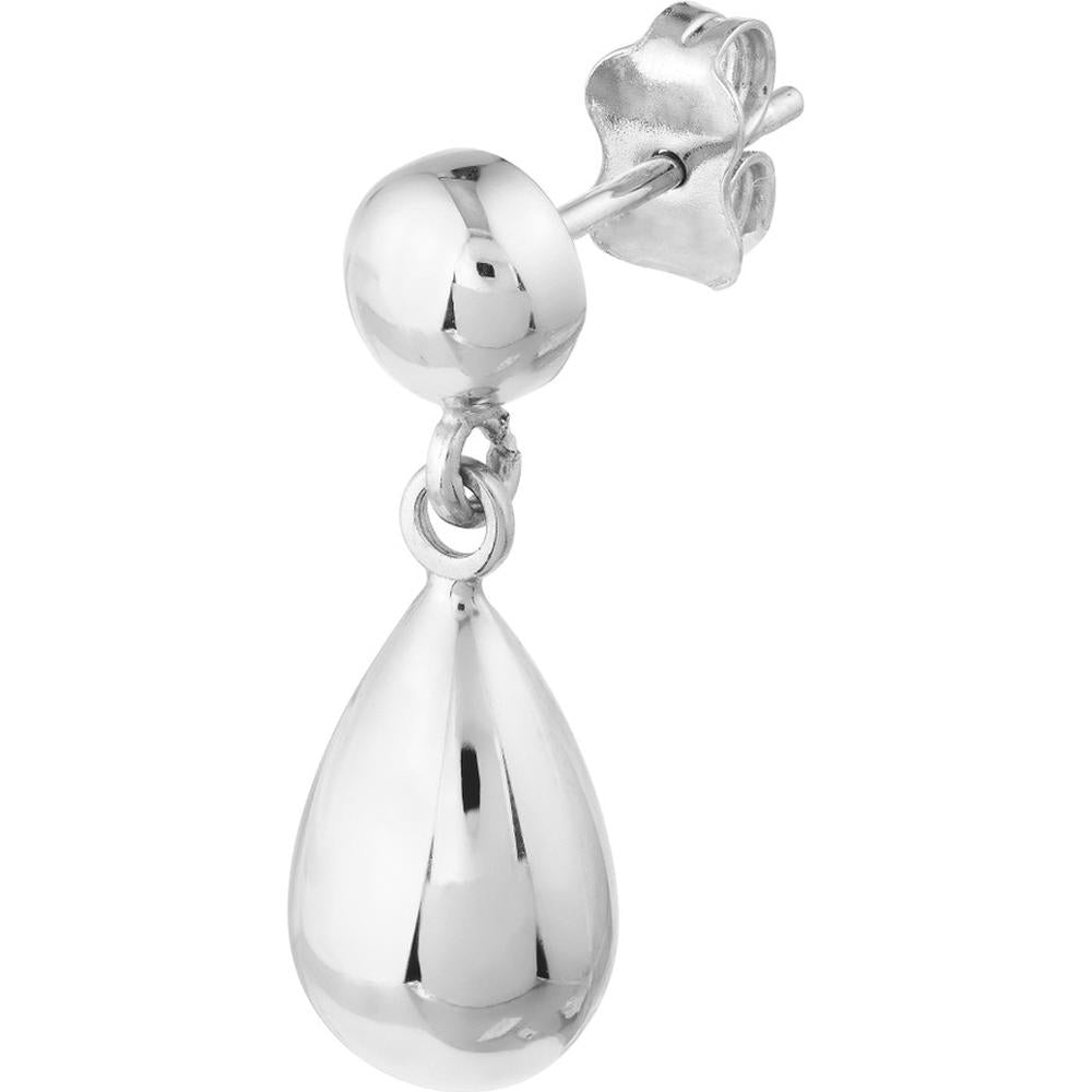 Olas d'Oro - 10K White Gold Bead Stud Earrings with Teardrop Dangle Design Timeless Drop Earrings