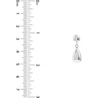 Olas d'Oro - 10K White Gold Bead Stud Earrings with Teardrop Dangle Design Timeless Drop Earrings