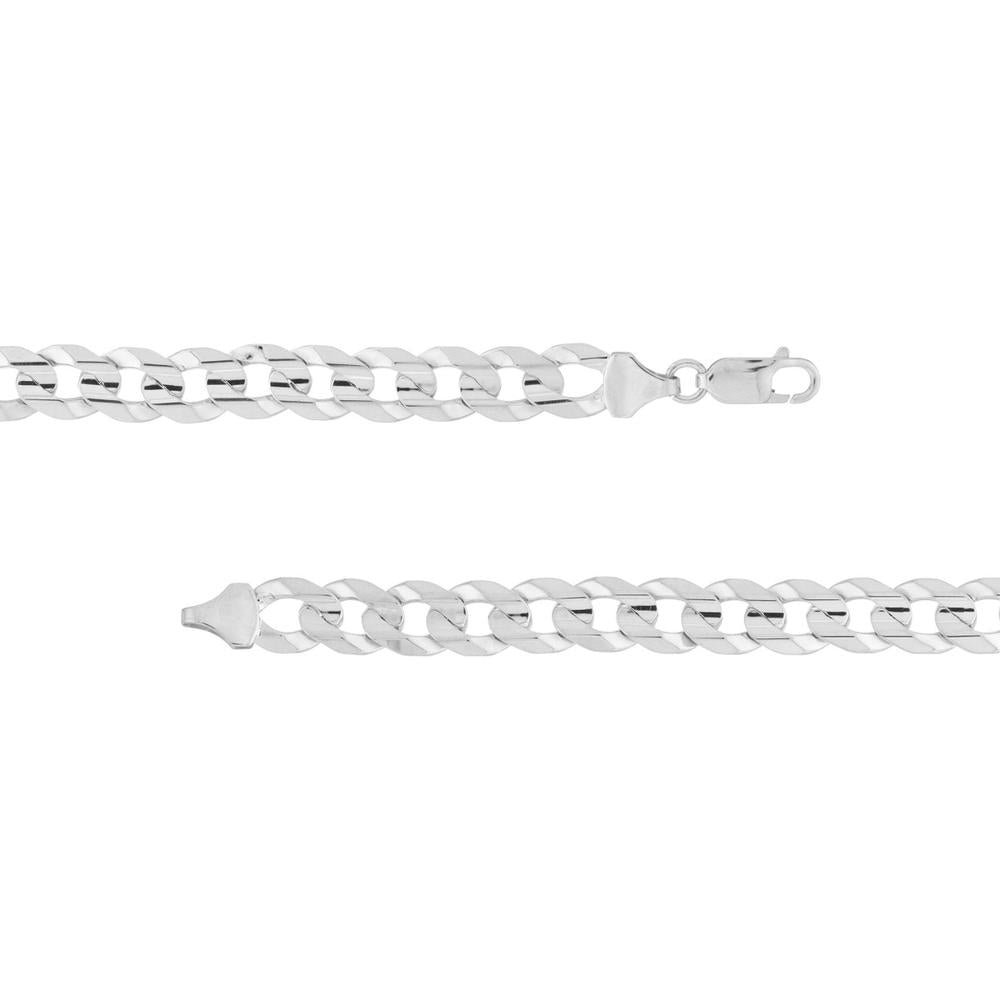 Olas d'Oro - 10K White Gold Cuban Curb Chain 9" Bracelet with Lobster Clasp - 19.48 Grams Total Weight