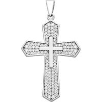 Olas d'Oro - 10K White Gold Large and Small CZ Cross Pendant Necklace