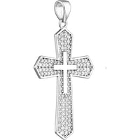 Olas d'Oro - 10K White Gold Large and Small CZ Cross Pendant Necklace