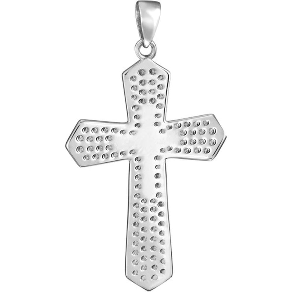 Olas d'Oro - 10K White Gold Large and Small CZ Cross Pendant Necklace