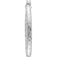 Olas d'Oro - 10K White Gold Large Hoop Earrings with Diamond-Cut Detailing 1.75 Grams Total Weight