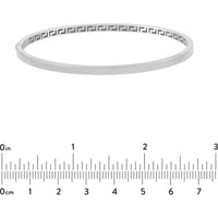 Olas d'Oro - 10K White Gold Plain Square Tube Bangle with Greek Key Detail - 8.19g Average Weight