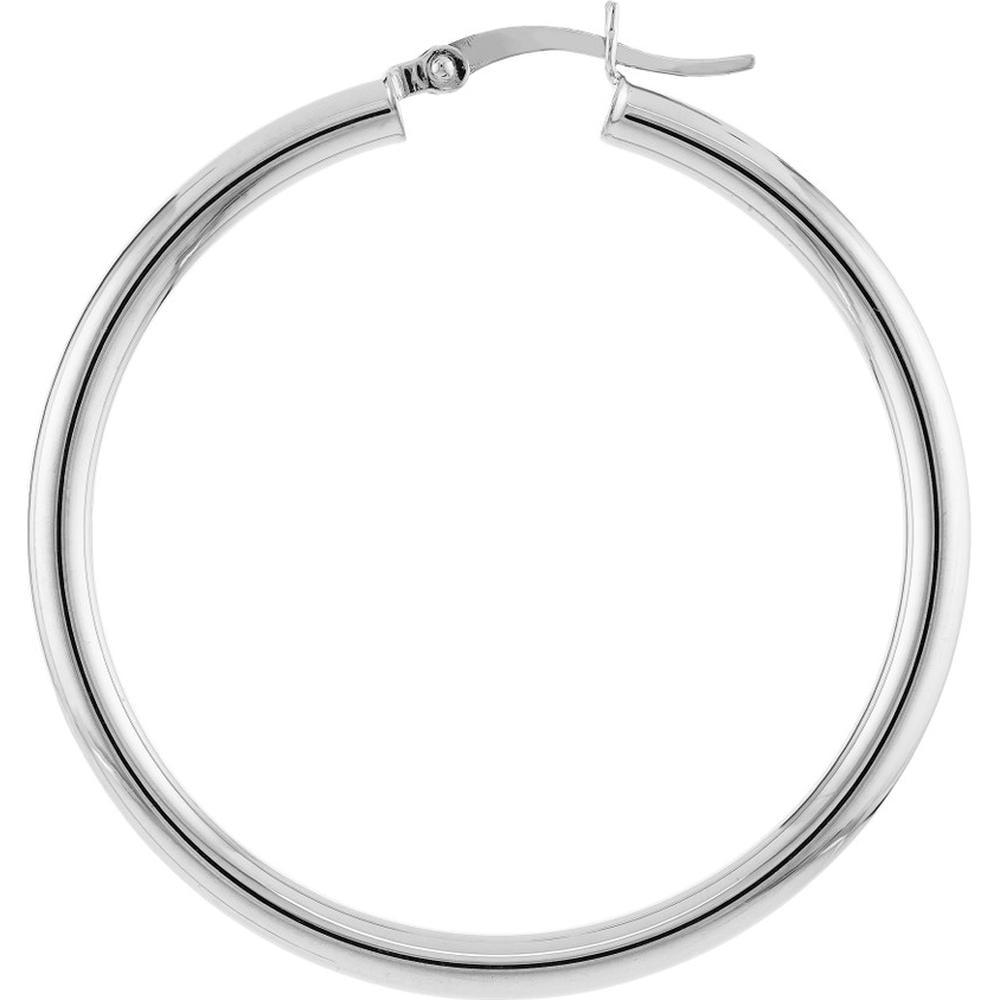 Olas d'Oro - 10K White Gold Polished 40mm Hoop Earrings
