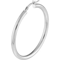 Olas d'Oro - 10K White Gold Polished 40mm Hoop Earrings
