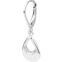 Olas d'Oro - 10K White Gold Puffy Teardrop Dangle Earrings on Leverback - 1.60 Grams