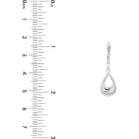 Olas d'Oro - 10K White Gold Puffy Teardrop Dangle Earrings on Leverback - 1.60 Grams