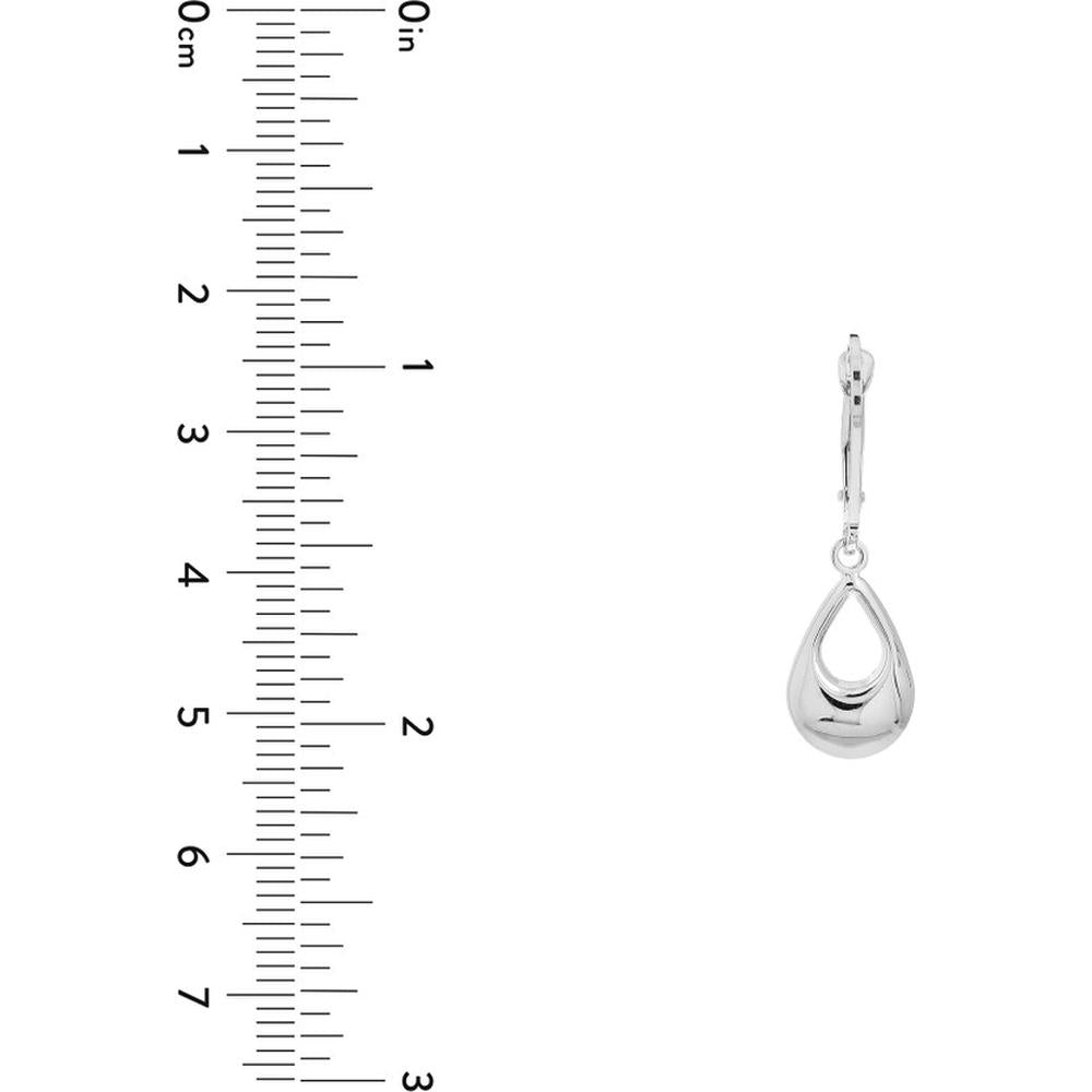Olas d'Oro - 10K White Gold Puffy Teardrop Dangle Earrings on Leverback - 1.60 Grams