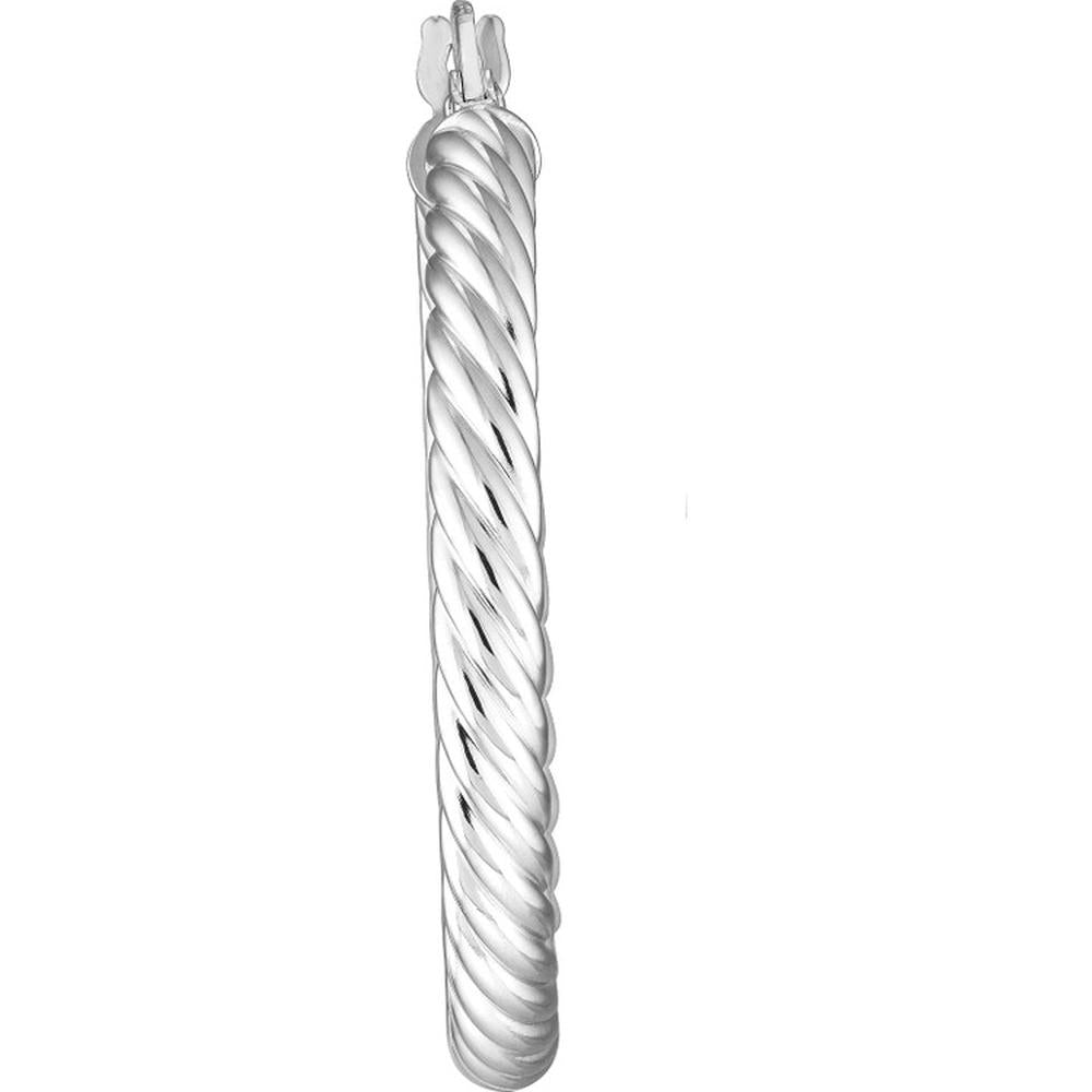 Olas d'Oro - 10K White Gold Twisted Rope Large Hoop Earrings