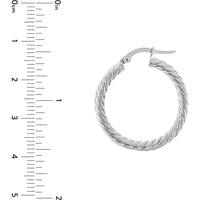 Olas d'Oro - 10K White Gold Twisted Rope Large Hoop Earrings