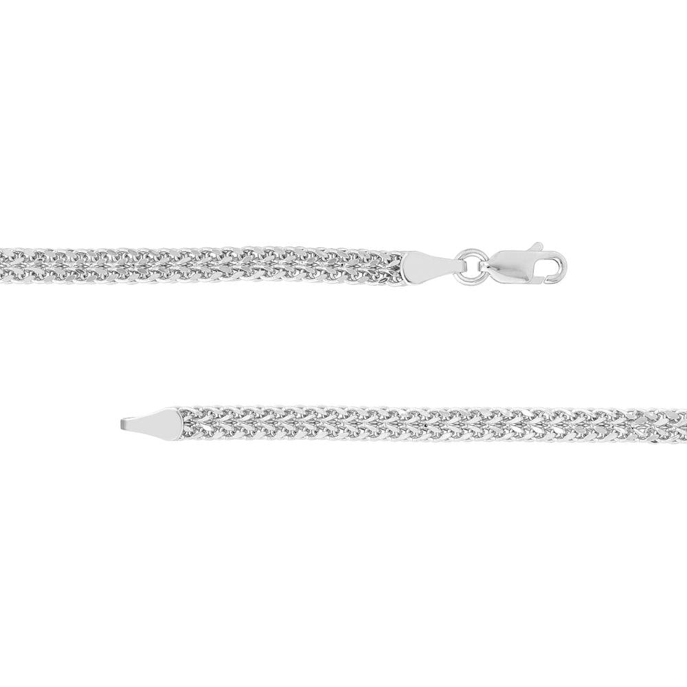 Olas d'Oro - 10K White Gold Two-Row Wheat Chain Bracelet - 4.25mm Width, Lobster Clasp