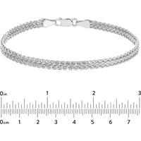 Olas d'Oro - 10K White Gold Two-Row Wheat Chain Bracelet - 4.25mm Width, Lobster Clasp