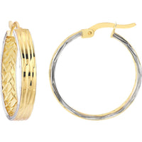 Olas d'Oro - 10K Yellow and White Gold Diamond-Cut Double Side Large Hoop Earrings
