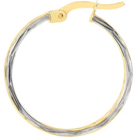 Olas d'Oro - 10K Yellow and White Gold Diamond-Cut Double Side Large Hoop Earrings