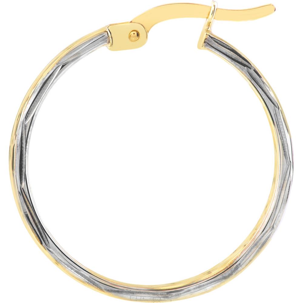 Olas d'Oro - 10K Yellow and White Gold Diamond-Cut Double Side Large Hoop Earrings