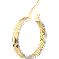 Olas d'Oro - 10K Yellow and White Gold Diamond-Cut Double Side Large Hoop Earrings