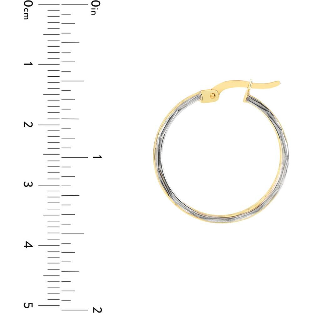 Olas d'Oro - 10K Yellow and White Gold Diamond-Cut Double Side Large Hoop Earrings