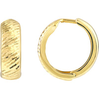 Olas d'Oro - 10K Yellow Gold 12mm Double-Sided Diamond-Cut and Polished Hoops - 1.41 Grams Total Weight