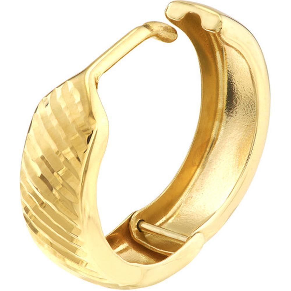 Olas d'Oro - 10K Yellow Gold 12mm Double-Sided Diamond-Cut and Polished Hoops - 1.41 Grams Total Weight