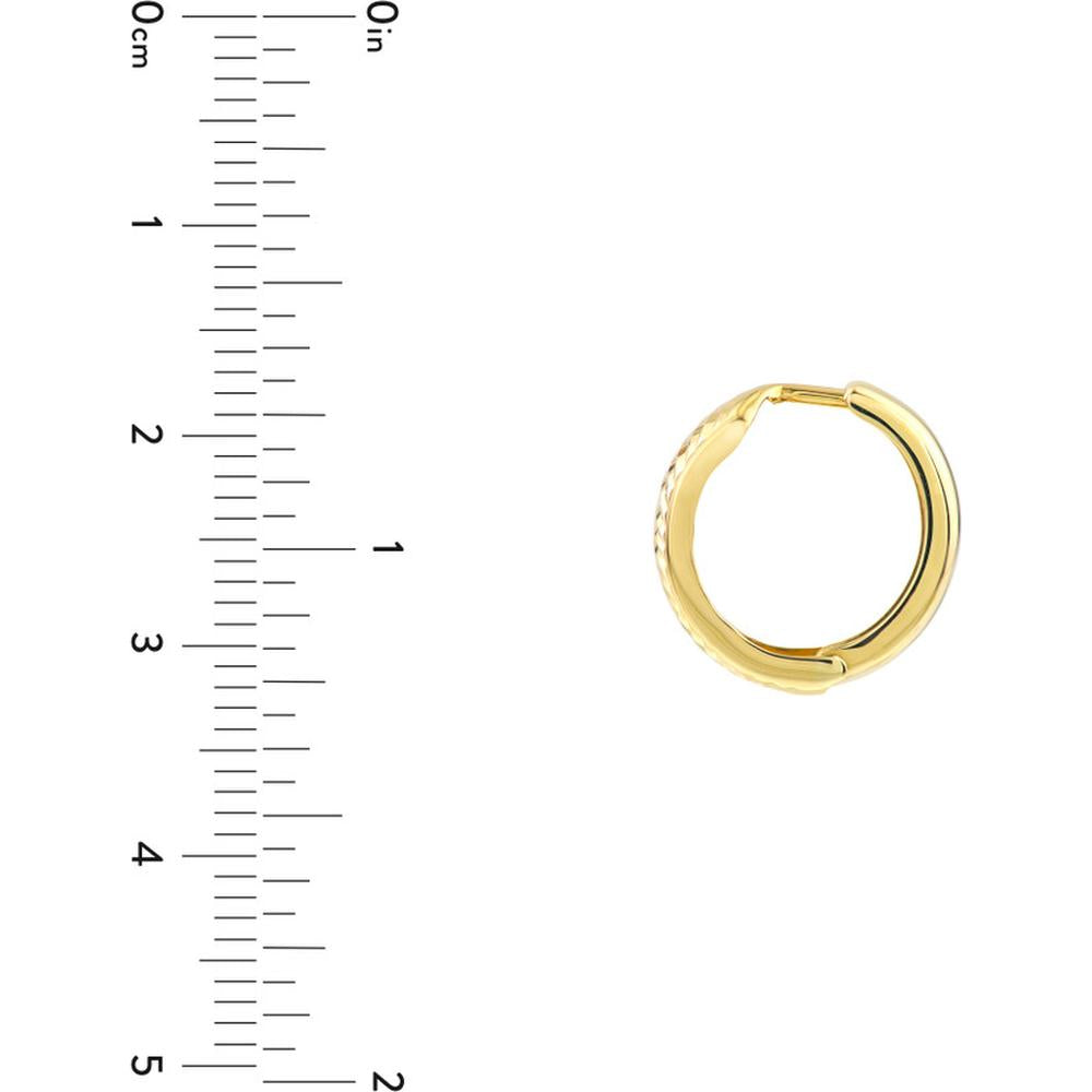 Olas d'Oro - 10K Yellow Gold 12mm Double-Sided Diamond-Cut and Polished Hoops - 1.41 Grams Total Weight