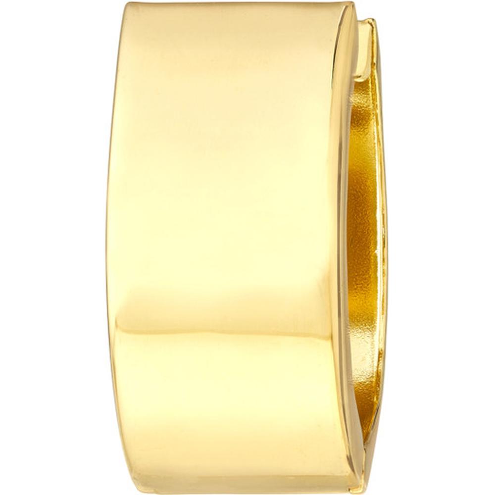 Olas d'Oro - 10K Yellow Gold 15mm Round Stamping Hoop Earrings with Hinge Closure